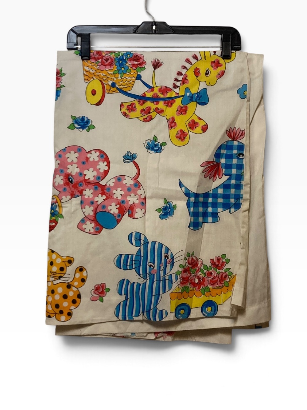 Kids Printed Cotton twin bed sheet in Cream with Multicolor Animal Motif